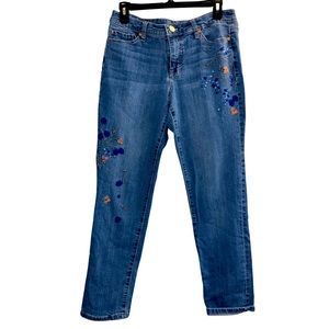Embroidered denim jeans